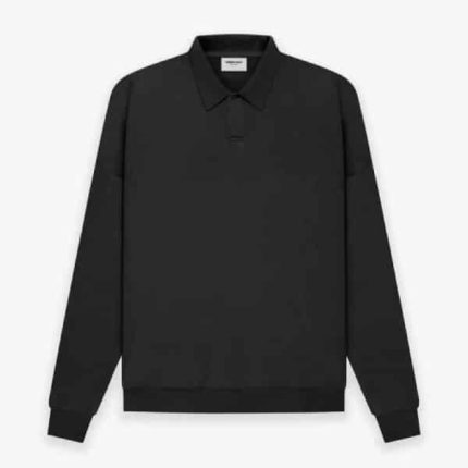 Fear of God Essentials Long Sleeve Polo Sweatshirt BlackFear of God Essentials Long Sleeve Polo Sweatshirt Black