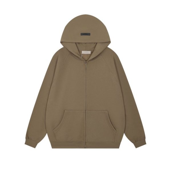 Essentials Fear of God Full Zip Up Hoodie Brown